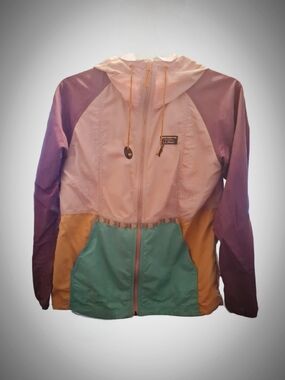 L.L.Bean Women's Boho Colorblock Hooded Windbreaker Jacket  Sz S